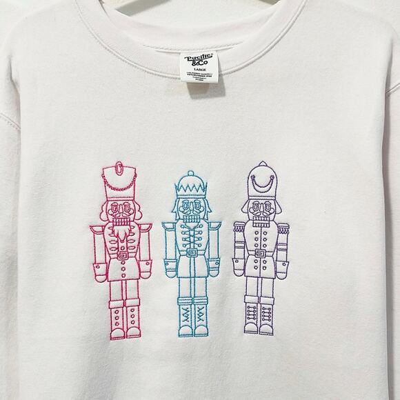 NWT: Pacific & Co - Women's, White, Relaxed, Holiday Nutcracker Sweatshirt (L) - Picture 3 of 3